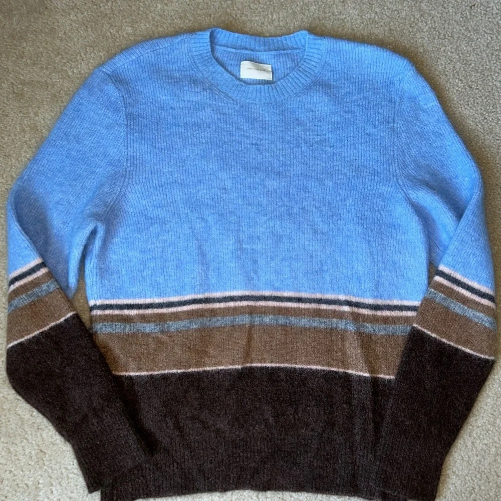 Aime Leon Dore Blue and Brown Crewneck Sweater